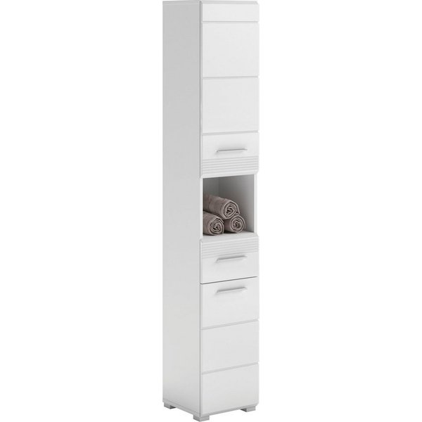 Home affaire Hochschrank Malmö, Breite 30 cm, 2 Türen, 1 Schubkasten, 1 offenes Fach, MDF-Front in verschiedenen Farben erhältlich, Badmöbel, Badschrank, Schran