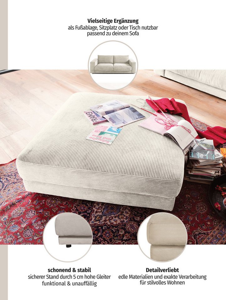Home affaire Hocker Enisa, passend zum "Enisa"-Sofa, Bezug in Cord – Bild 3 von 5