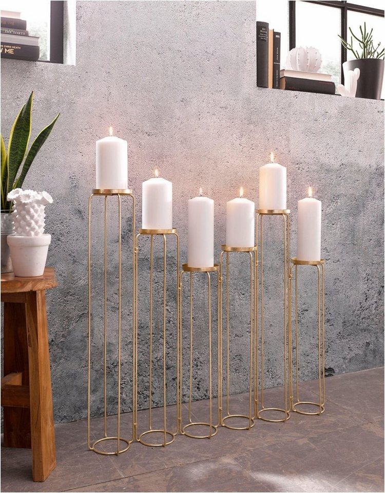 Home affaire Kerzenständer Mareesa (1 St), aus Metall, für Stumpenkerzen, Höhe ca. 65 cm, variabel stellbar – Bild 3 von 5
