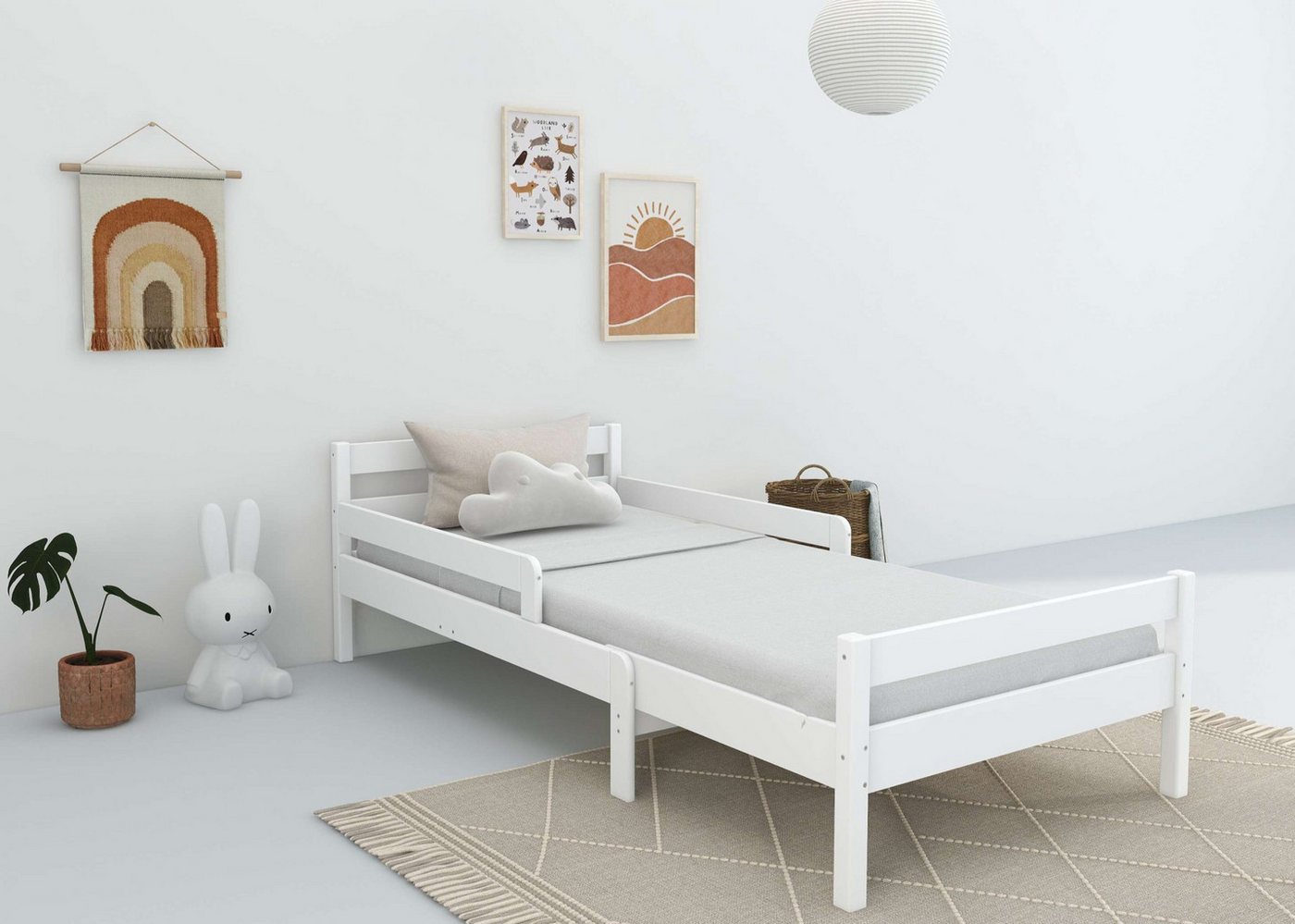 Home affaire Kinderbett Wenke, ausziehbar von 140 bis 200 cm, FSC® (90cm Breite, 140-200cm Liegefläche), massive Kiefer, mit Lattenrost, zeitlose Optik, Rausfal – Bild 2 von 5