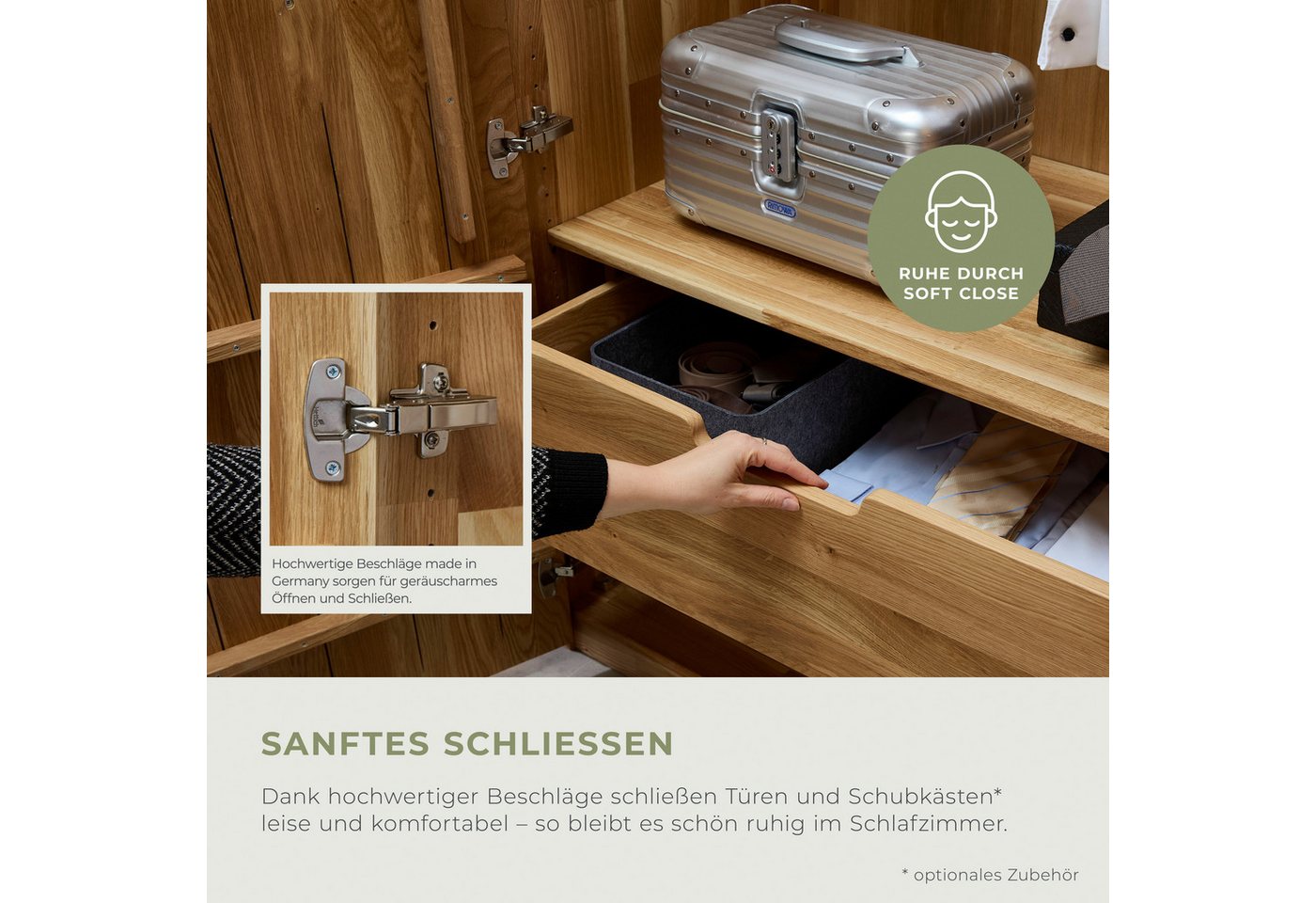 Home affaire Kleiderschrank Azelie, aus Wildeiche Massivholz-Kleiderschrank, im 50 cm Raster planbar – Bild 4 von 5