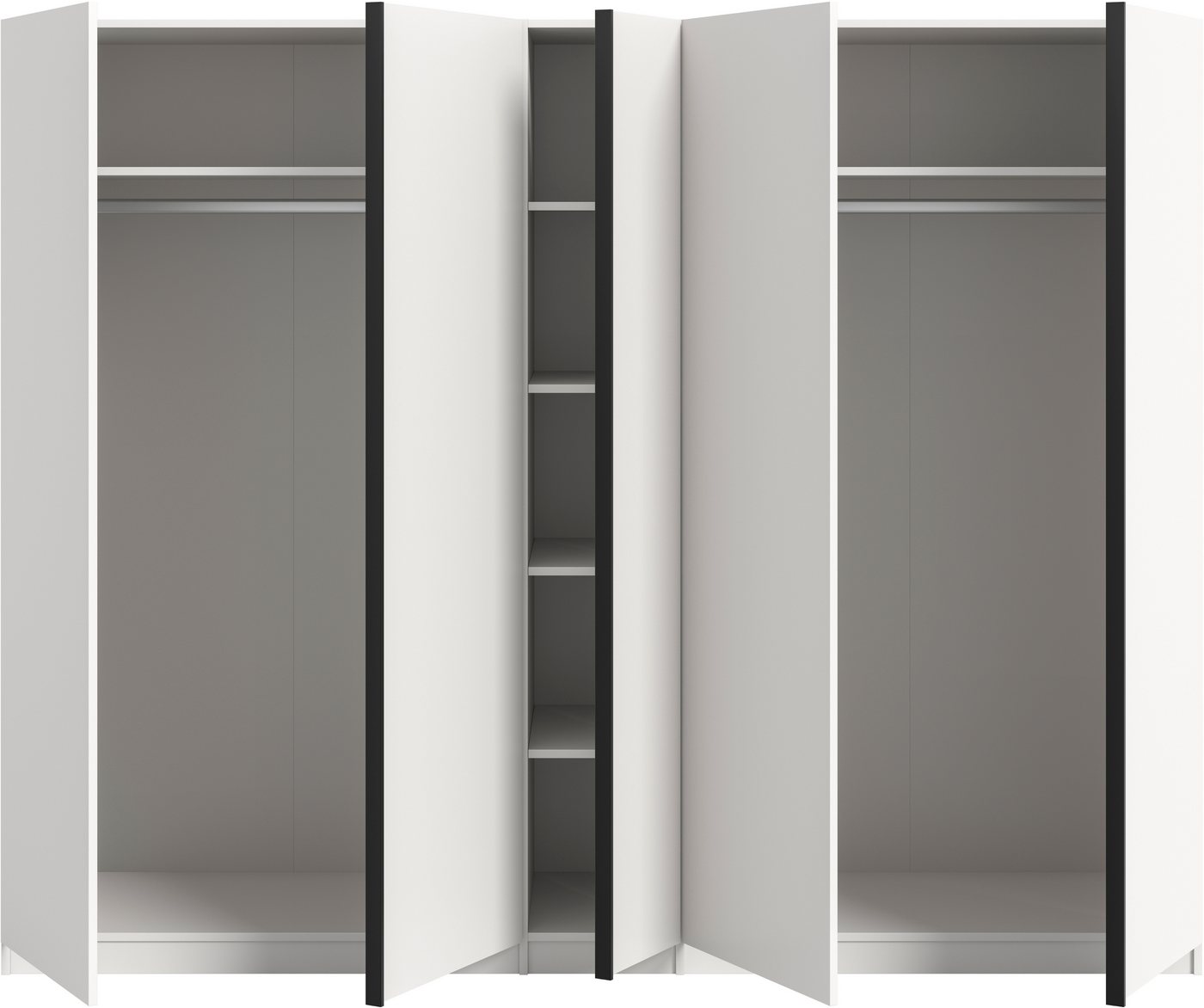 Home affaire Kleiderschrank BENDINGO, Schlafzimmerschrank, Schrank, Garderobenschrank (OTTO BESTSELLER, Garderobe & Schlafzimmer) Breite 230cm, weiß, 5-türig, 2 – Bild 5 von 5