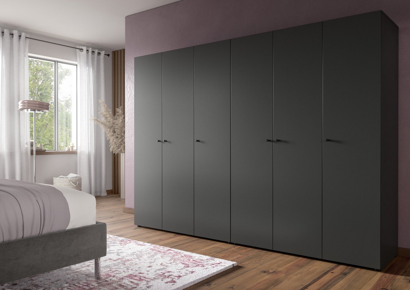 Home affaire Kleiderschrank BILLINGS, Schlafzimmerschrank, Schrank, Garderobenschrank (OTTO BESTSELLER, Garderobe & Schlafzimmer) Breite 240cm, grau, 6-türig, i – Bild 2 von 5