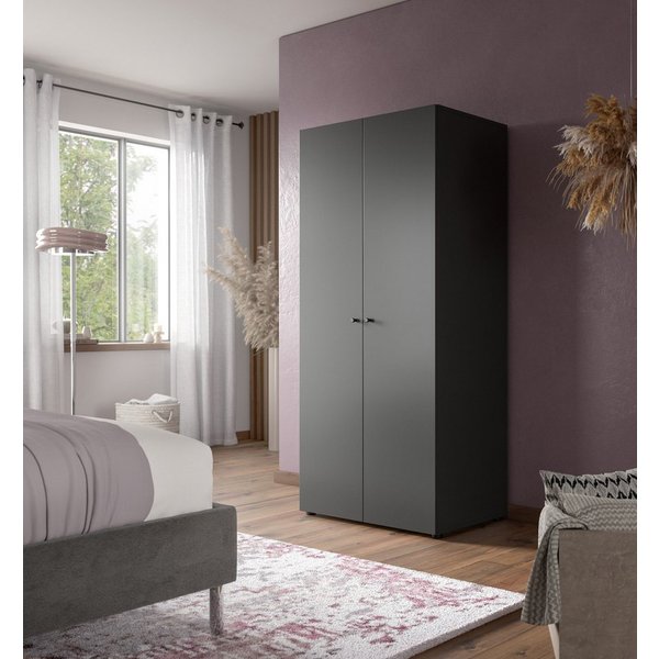 Home affaire Kleiderschrank BILLINGS, Schlafzimmerschrank, Schrank, Garderobenschrank (OTTO BESTSELLER, Garderobe & Schlafzimmer) Breite 80cm, grau, 2-türig, in