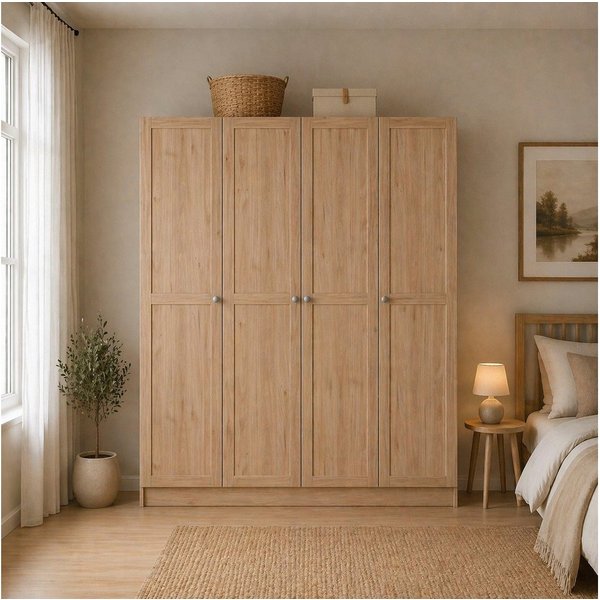 Home affaire Kleiderschrank Billund, skandinavisches Design & viel Stauraum (3 Breiten: 98,5, 147 der 195 cm) Viel Stauraum mit Böden & Kleiderstange, praktisch