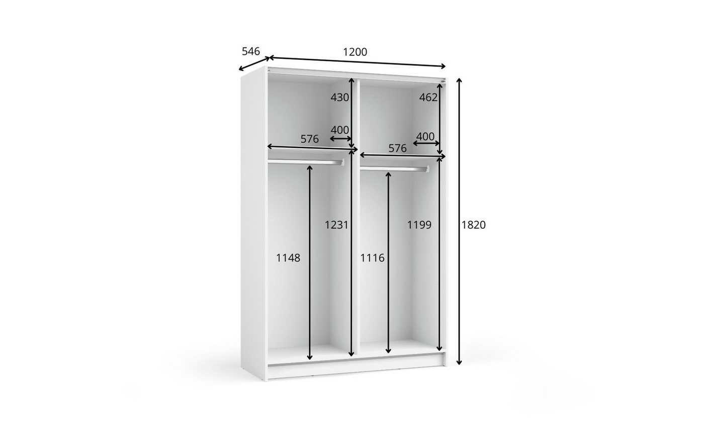 Home affaire Kleiderschrank Hildreth, Wäscheschrank, Schwebetüren, Versand nur 4,95! mit Spiegel, FSC®-zertifizierter Holzwerkstoff – Bild 4 von 4