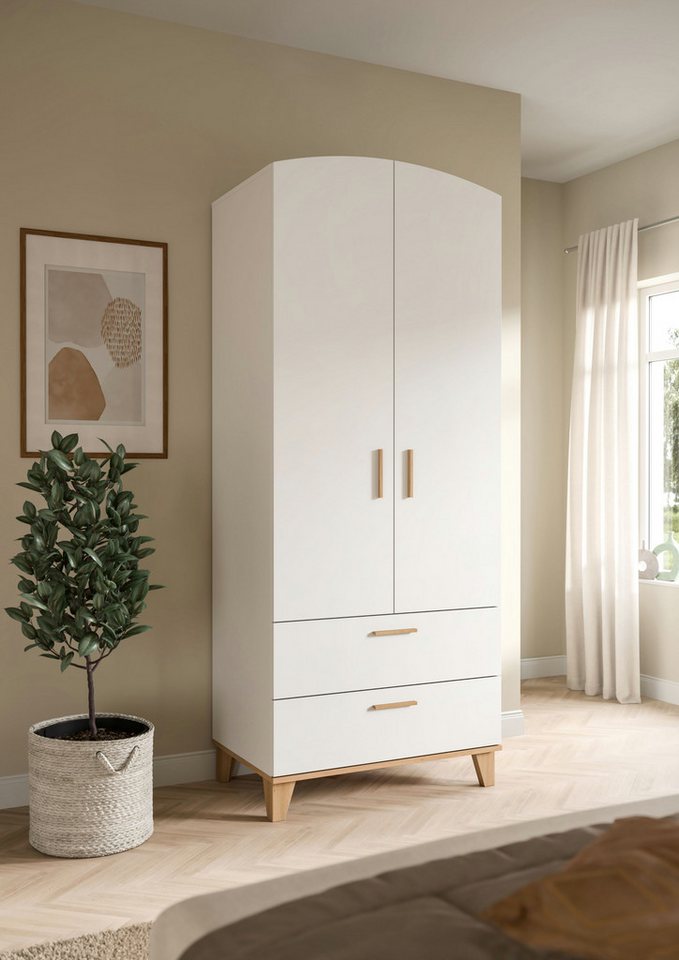 Home affaire Kleiderschrank LASSE, Schlafzimmerschrank, Garderobe, Schrank (1-St., in verschiedenen Breiten erhältich, im Scandi-Look) 2 Türen, 2 Schubkästen, 1 – Bild 2 von 5