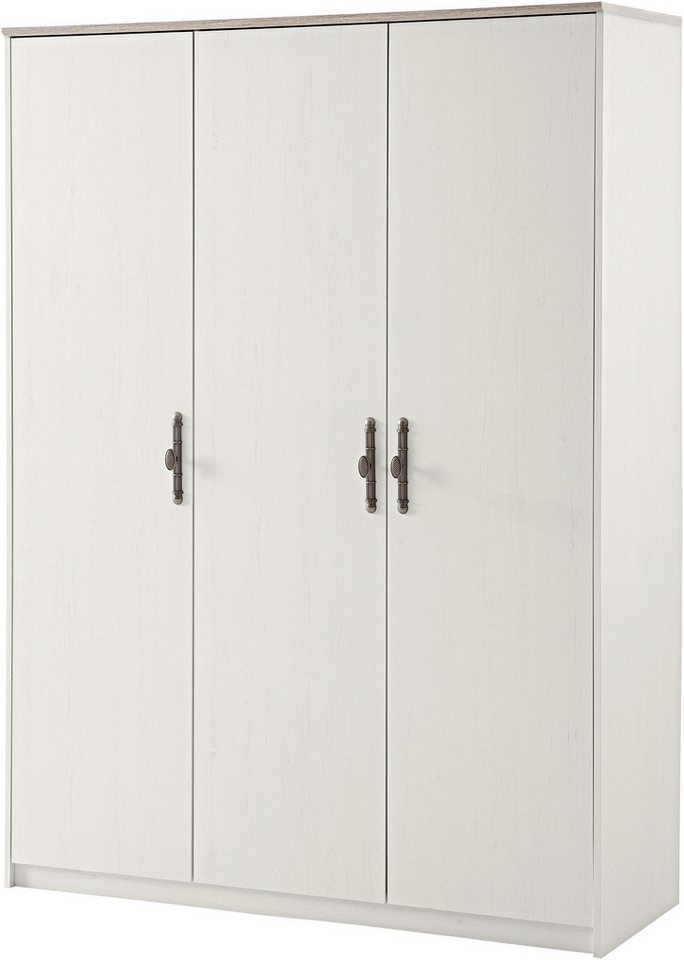 Home affaire Kleiderschrank LiLLE, Drehtürenschrank im Landhausstil, Schrank mit Metallgriffen viel Stauraum, mit Kleiderstange u Einlegeböden, vielseitig einse – Bild 2 von 5