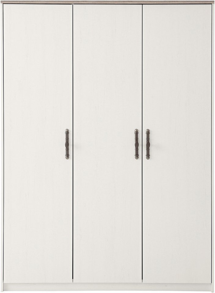 Home affaire Kleiderschrank LiLLE, Drehtürenschrank im Landhausstil, Schrank mit Metallgriffen viel Stauraum, mit Kleiderstange u Einlegeböden, vielseitig einse – Bild 3 von 5