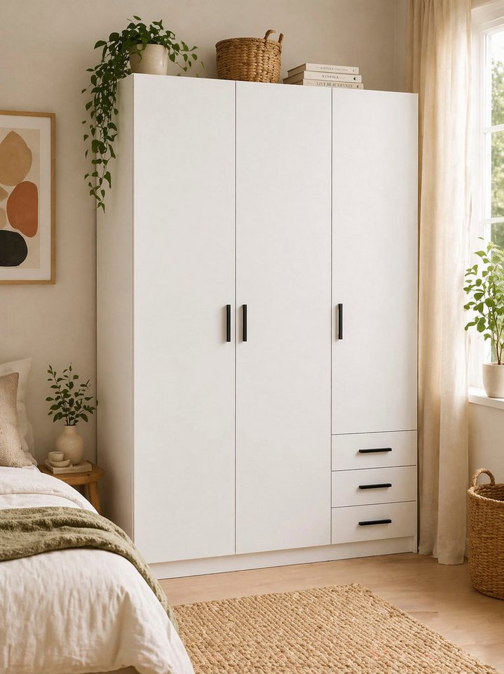 Home affaire Kleiderschrank Sprint, viel Stauraum, robuste Qualität, 3 Breiten 98, 147, 195 cm Breite 98,5/147 oder 195,5 cm, je mit Einlegeböden und Kleidersta – Bild 2 von 5