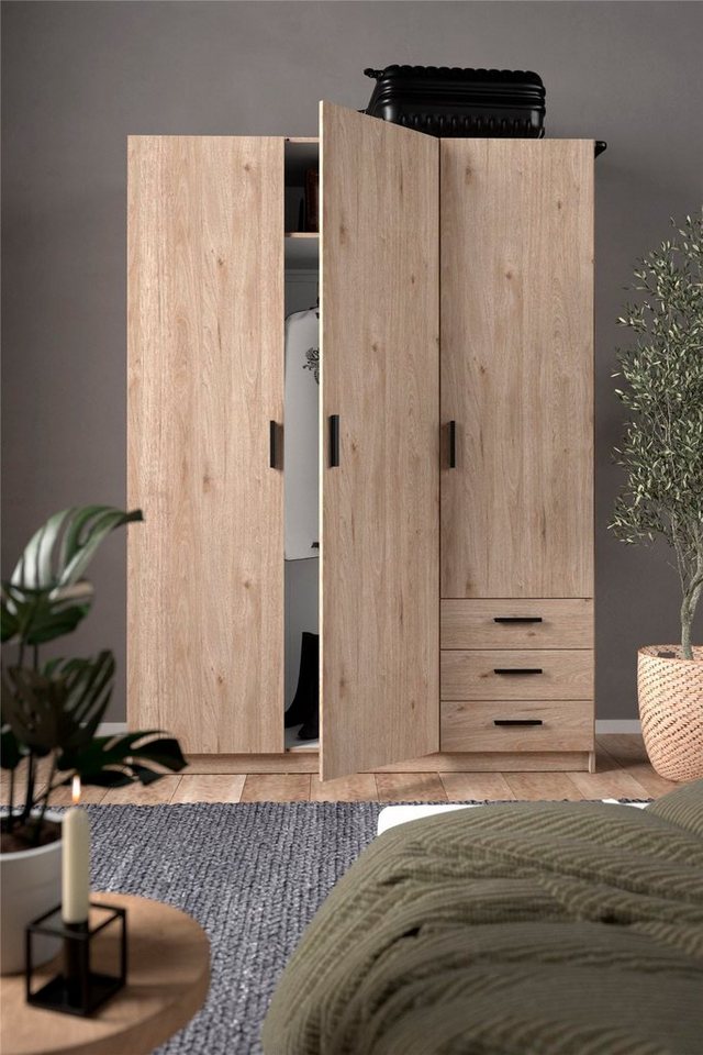 Home affaire Kleiderschrank Sprint, viel Stauraum, robuste Qualität, 3 Breiten 98, 147, 195 cm Breite 98,5/147 oder 195,5 cm, je mit Einlegeböden und Kleidersta – Bild 5 von 5