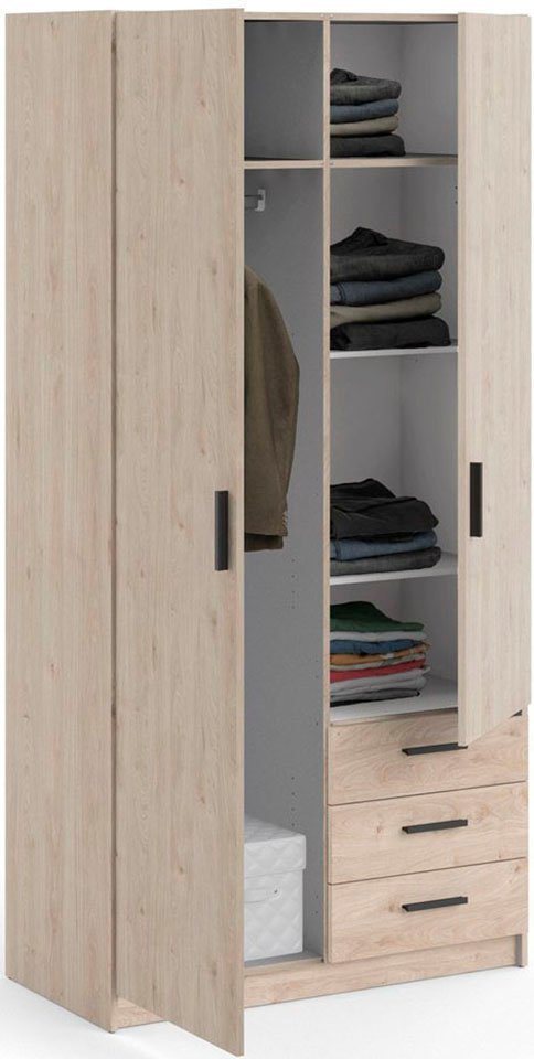 Home affaire Kleiderschrank Sprint, viel Stauraum, robuste Qualität, 3 Breiten 98, 147, 195 cm Breite 98,5/147 oder 195,5 cm, je mit Einlegeböden und Kleidersta – Bild 3 von 5
