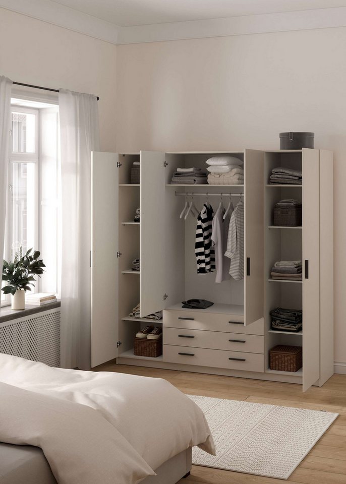 Home affaire Kleiderschrank Sprint, viel Stauraum, robuste Qualität, 3 Breiten 98, 147, 195 cm Breite 98,5/147 oder 195,5 cm, je mit Einlegeböden und Kleidersta – Bild 3 von 5