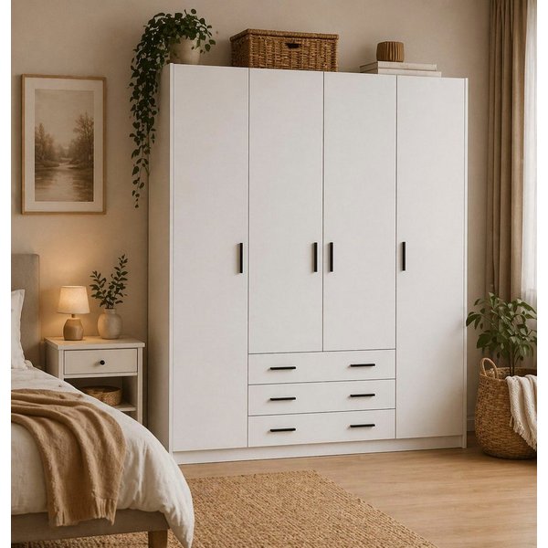 Home affaire Kleiderschrank Sprint, viel Stauraum, robuste Qualität, 3 Breiten 98, 147, 195 cm Breite 98,5/147 oder 195,5 cm, je mit Einlegeböden und Kleidersta