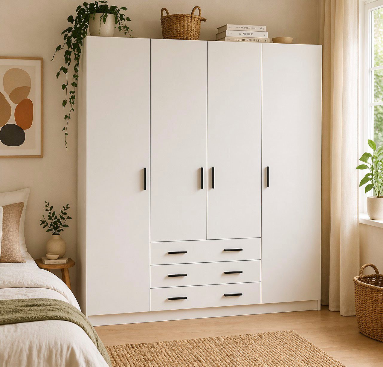 Home affaire Kleiderschrank Sprint, viel Stauraum, robuste Qualität, 3 Breiten 98, 147, 195 cm Breite 98,5/147 oder 195,5 cm, je mit Einlegeböden und Kleidersta – Bild 2 von 5