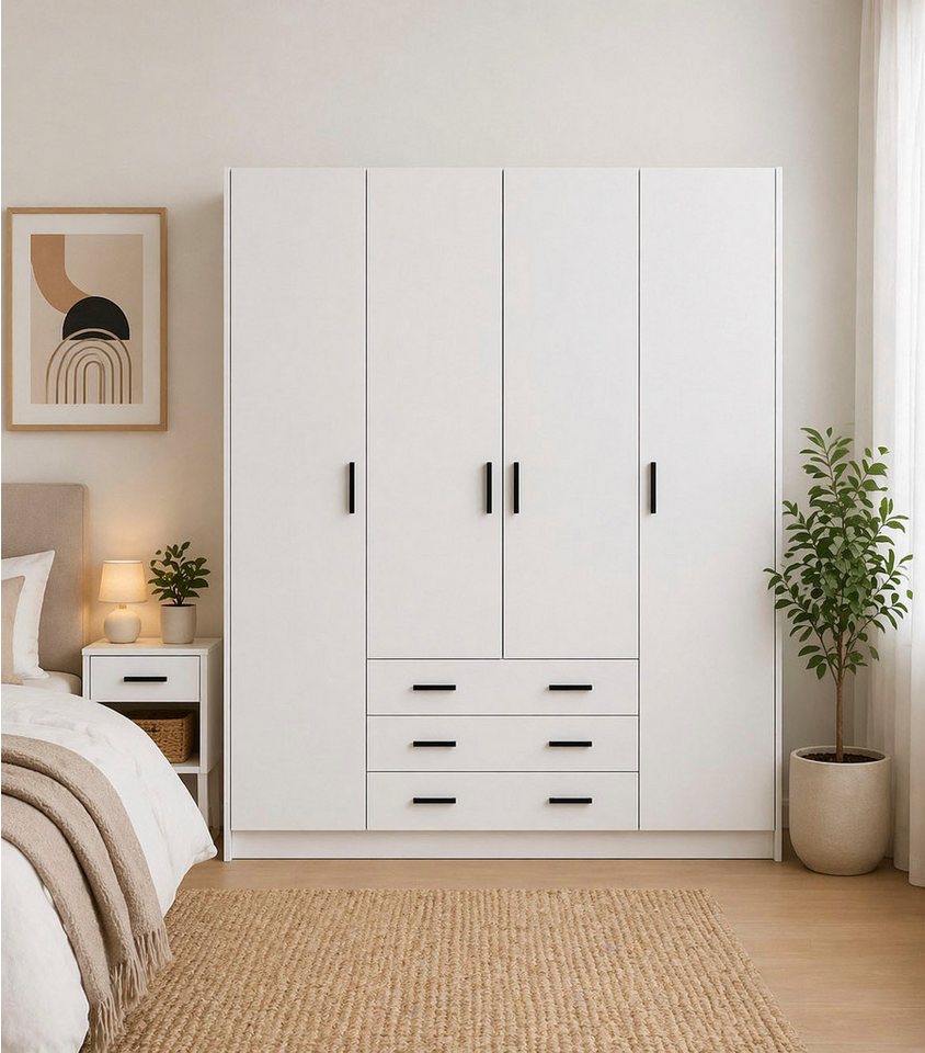 Home affaire Kleiderschrank Sprint, viel Stauraum, robuste Qualität, 3 Breiten 98, 147, 195 cm Breite 98,5/147 oder 195,5 cm, je mit Einlegeböden und Kleidersta – Bild 3 von 5