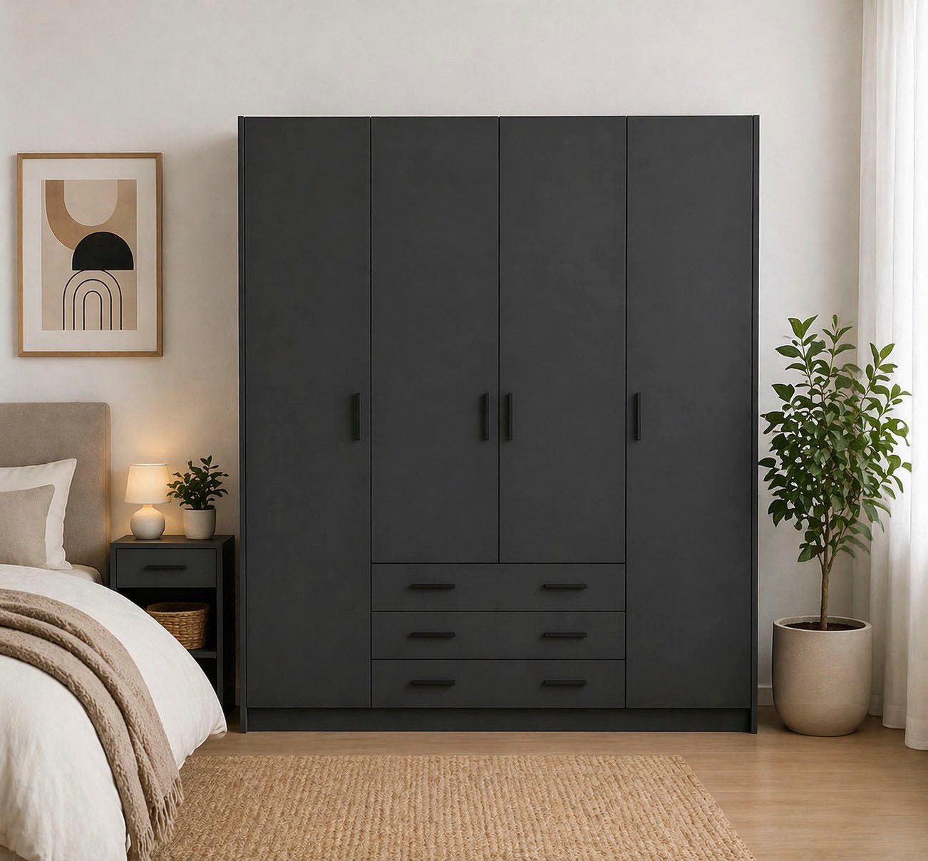 Home affaire Kleiderschrank Sprint, viel Stauraum, robuste Qualität, 3 Breiten 98, 147, 195 cm Breite 98,5/147 oder 195,5 cm, je mit Einlegeböden und Kleidersta – Bild 2 von 5