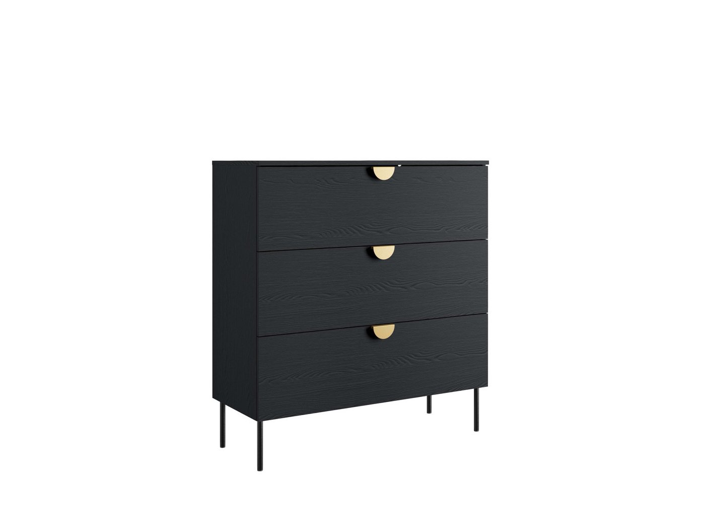 Home affaire Kommode BELLOT Sideboard mit 3 Schubladen, Maße B/T/H: 100/40/107 cm, auf Metallfüßen, mit goldenen Metallgriffe – Bild 2 von 5