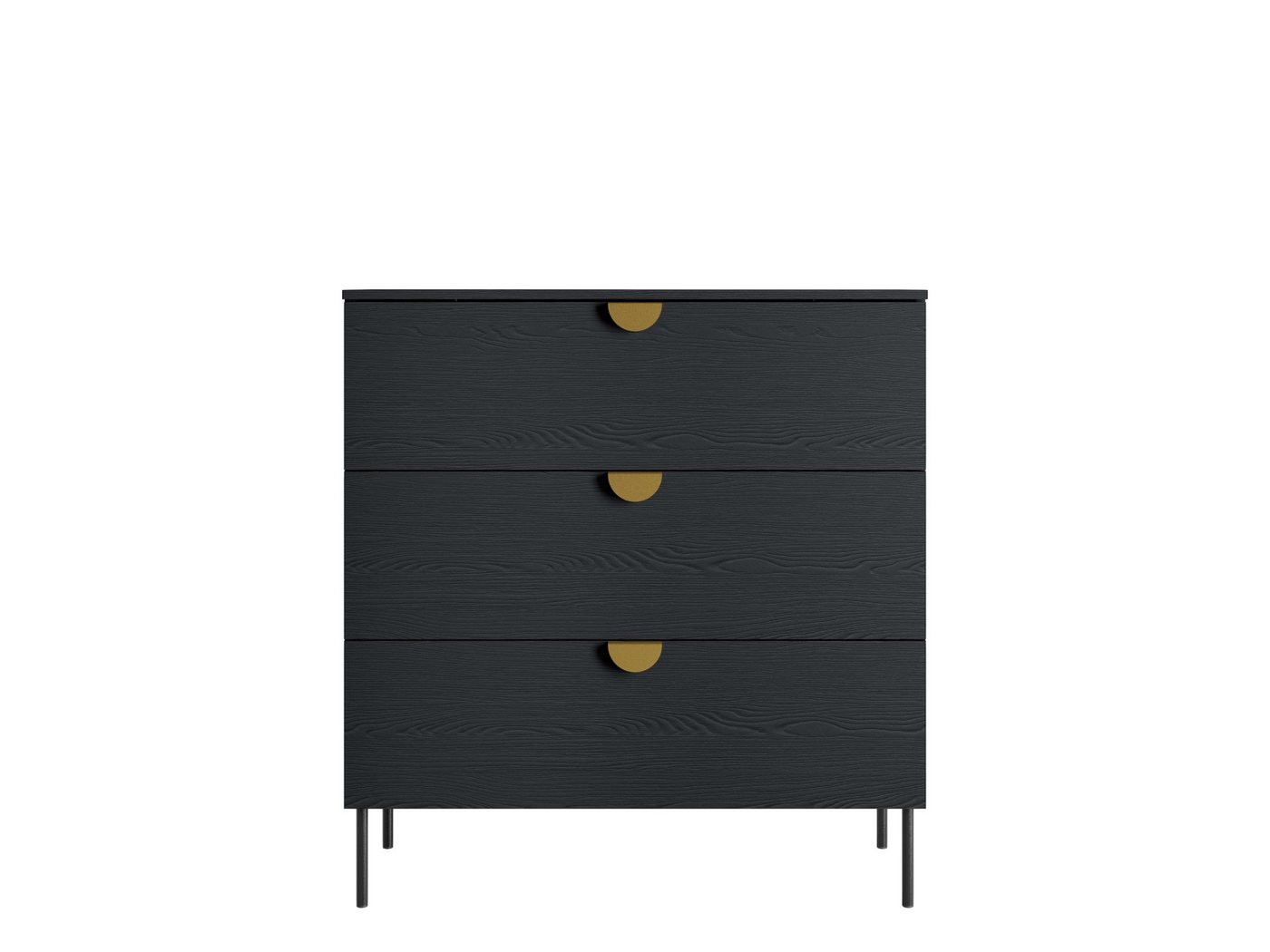 Home affaire Kommode BELLOT Sideboard mit 3 Schubladen, Maße B/T/H: 100/40/107 cm, auf Metallfüßen, mit goldenen Metallgriffe – Bild 4 von 5