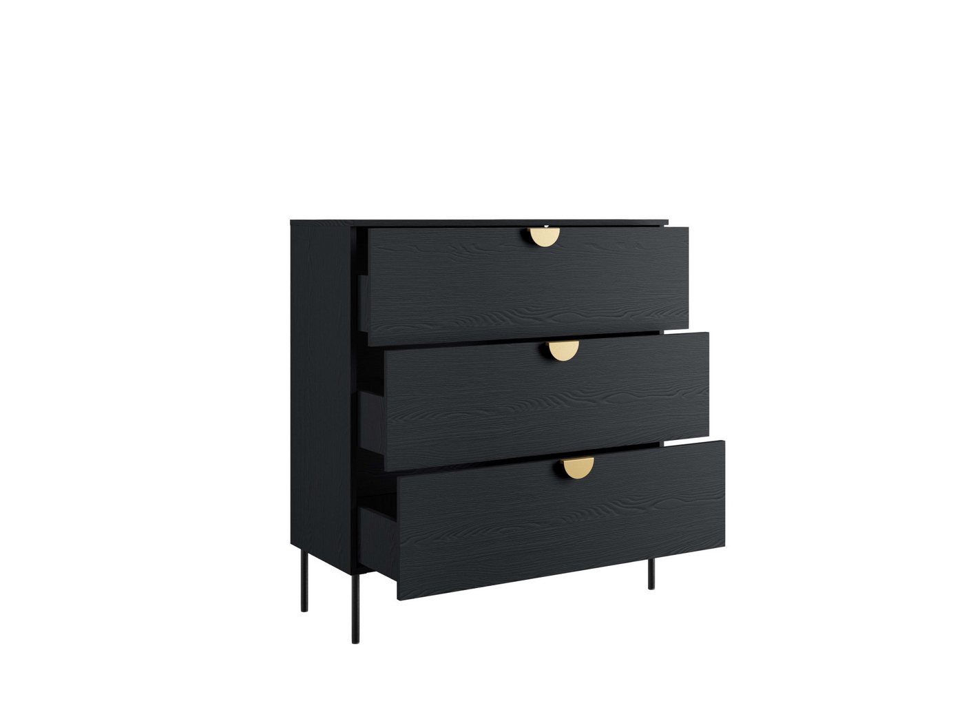 Home affaire Kommode BELLOT Sideboard mit 3 Schubladen, Maße B/T/H: 100/40/107 cm, auf Metallfüßen, mit goldenen Metallgriffe – Bild 5 von 5