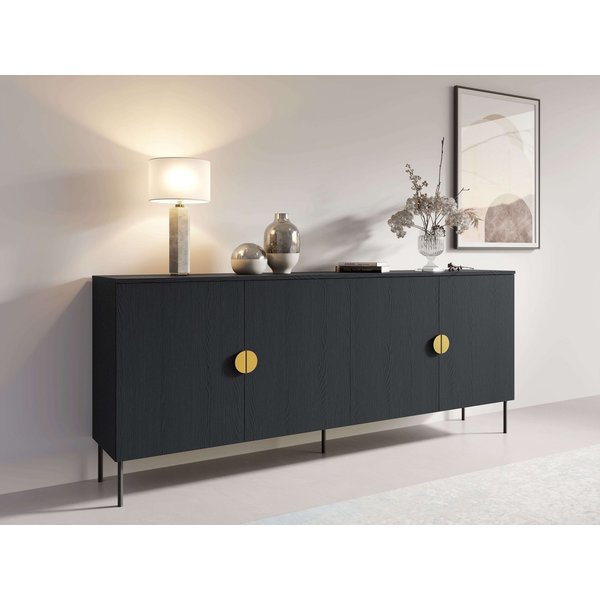Home affaire Kommode BELLOT Sideboard mit 4 Fächer, 4 Türen, B/T/H: 213/40/87,6 cm, Schubkastenkommode mit Metallgriffen und viel Stauraum
