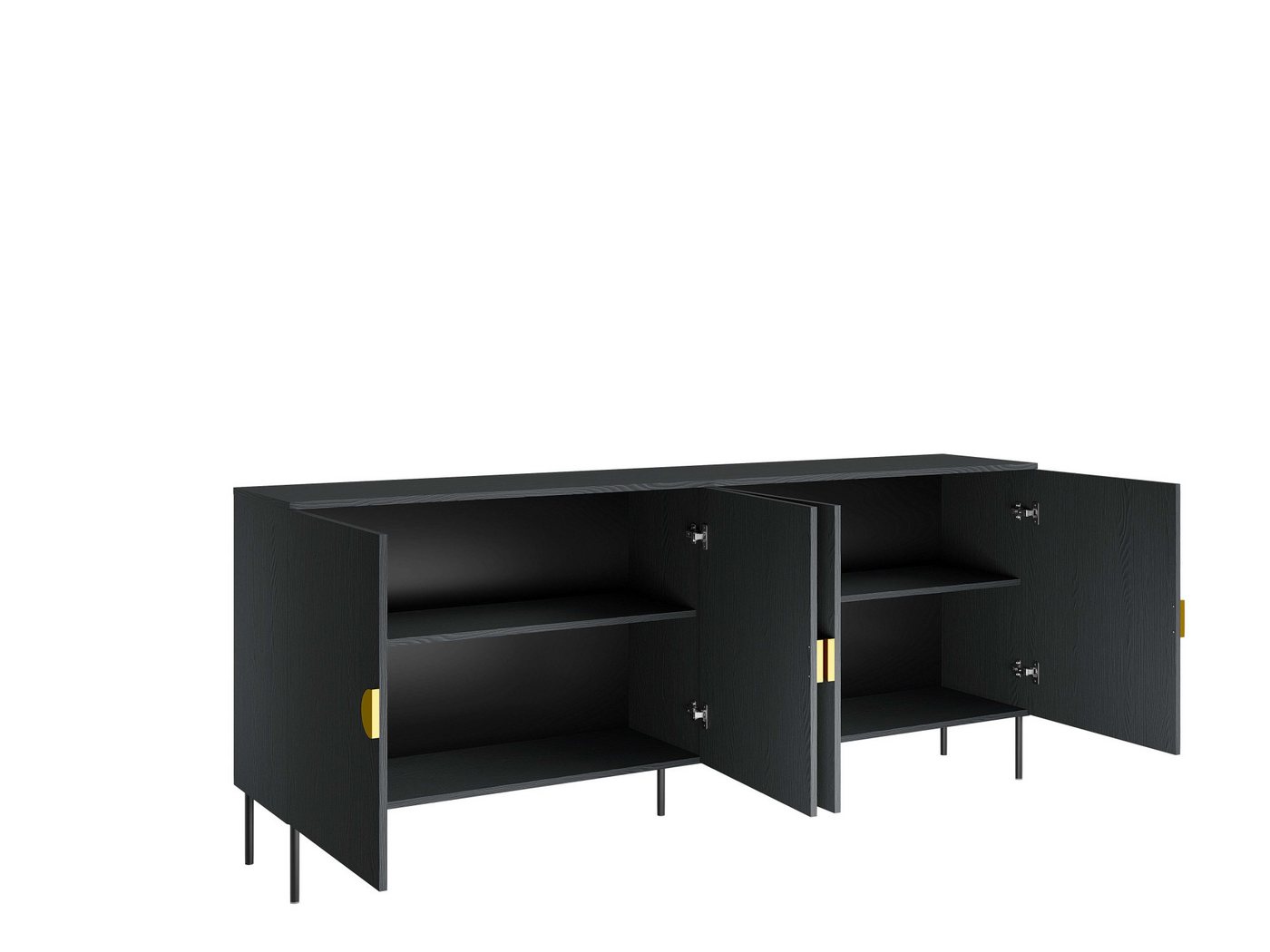 Home affaire Kommode BELLOT Sideboard mit 4 Fächer, 4 Türen, B/T/H: 213/40/87,6 cm, Schubkastenkommode mit Metallgriffen und viel Stauraum – Bild 4 von 5