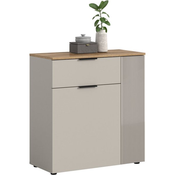 Home affaire Kommode EDIL, Breite 80 cm, 2 Türen, 1 Schubkasten, 1 Einlegeboden, 3 Fächer (moderne Farbkombination, Platz für ca. 10 Paar Schuhe), Garderobensch
