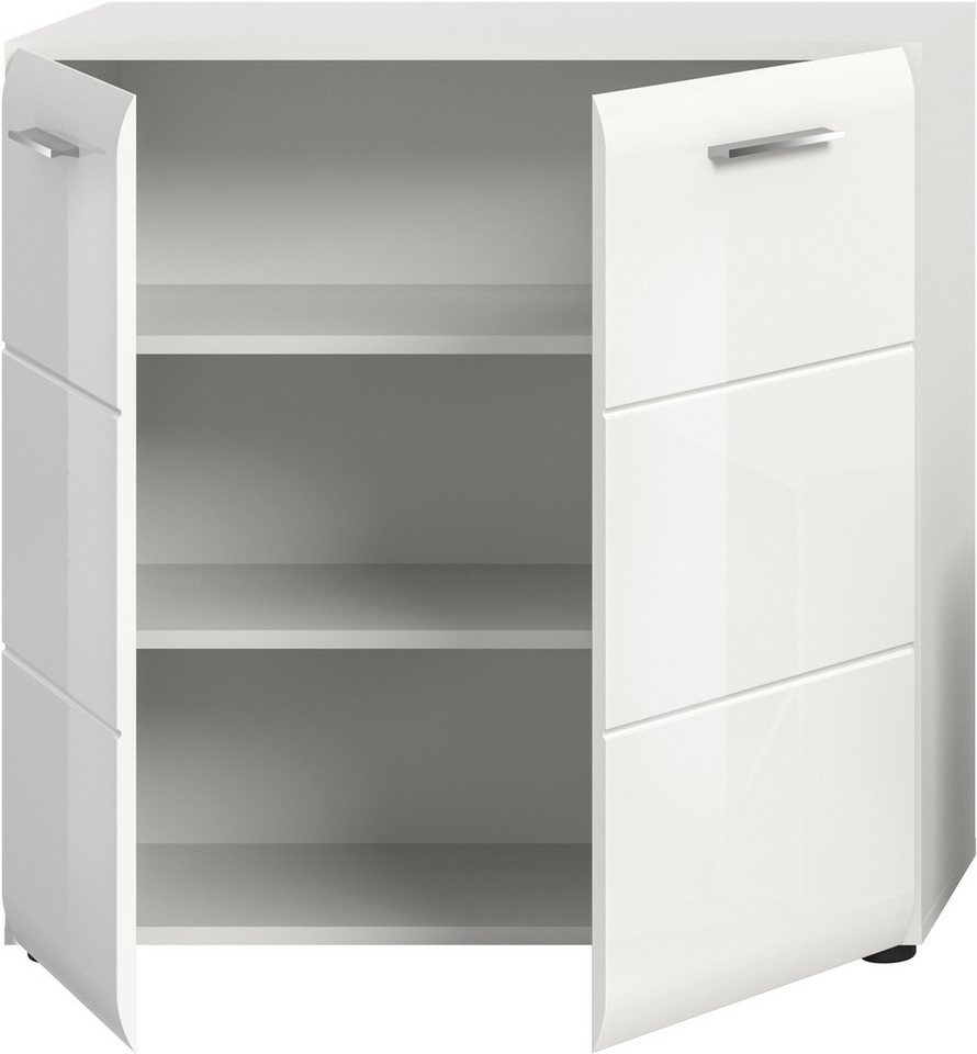 Home affaire Kommode FLORENZ, hochwertige MDF-Front,Rillenfräsung, 2 Türen, 3 Fächer (1 St), Kommode, Anrichte, Wohnzimmerschrank – Bild 4 von 5