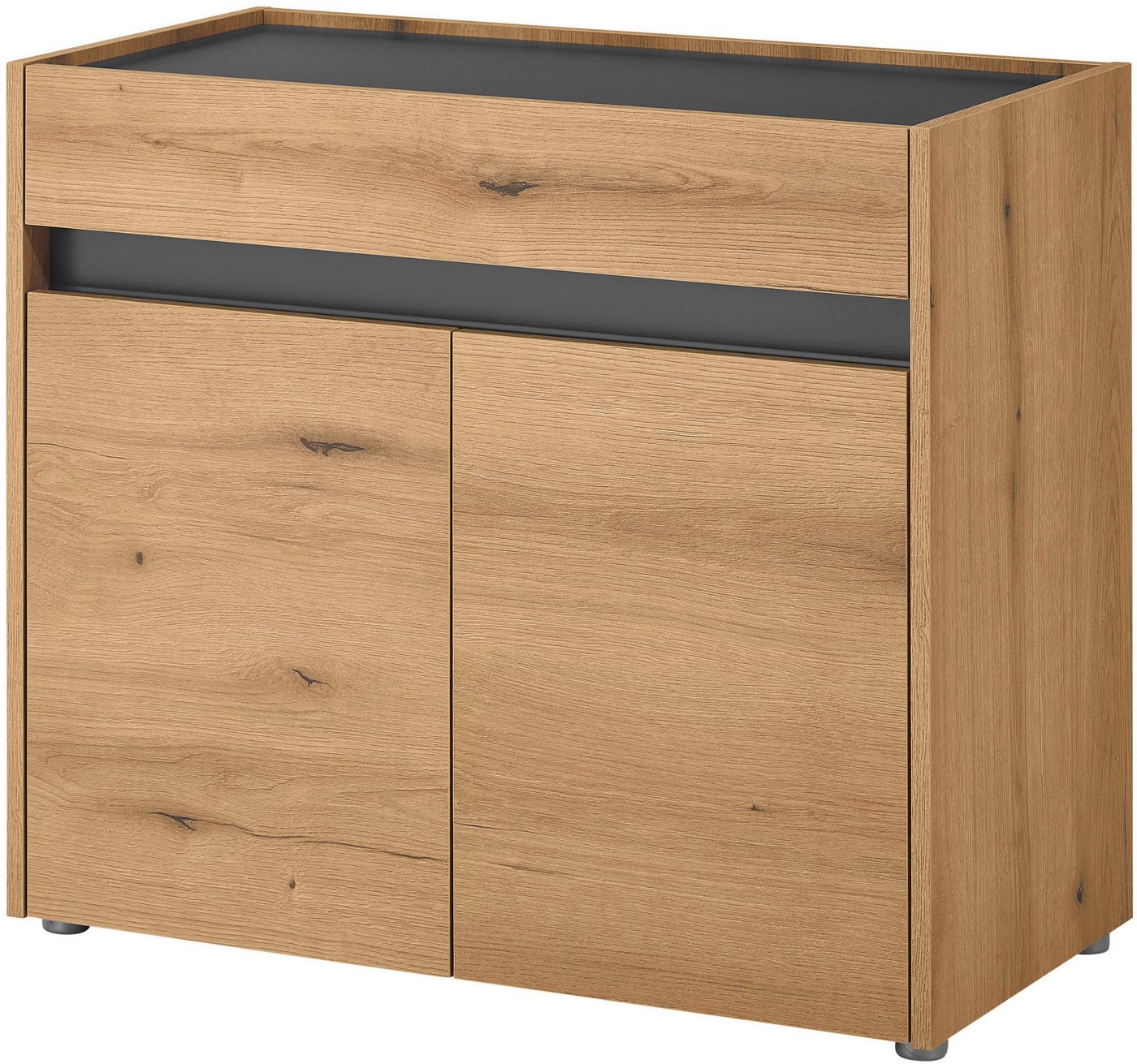 Home affaire Kommode GiRON/CiTY, Schrank in vier Farben, modernes Sideboard, Kommode, in zwei Farben erhältlich, 2 Türen, 1 Schubkasten, 80 cm breit – Bild 3 von 5