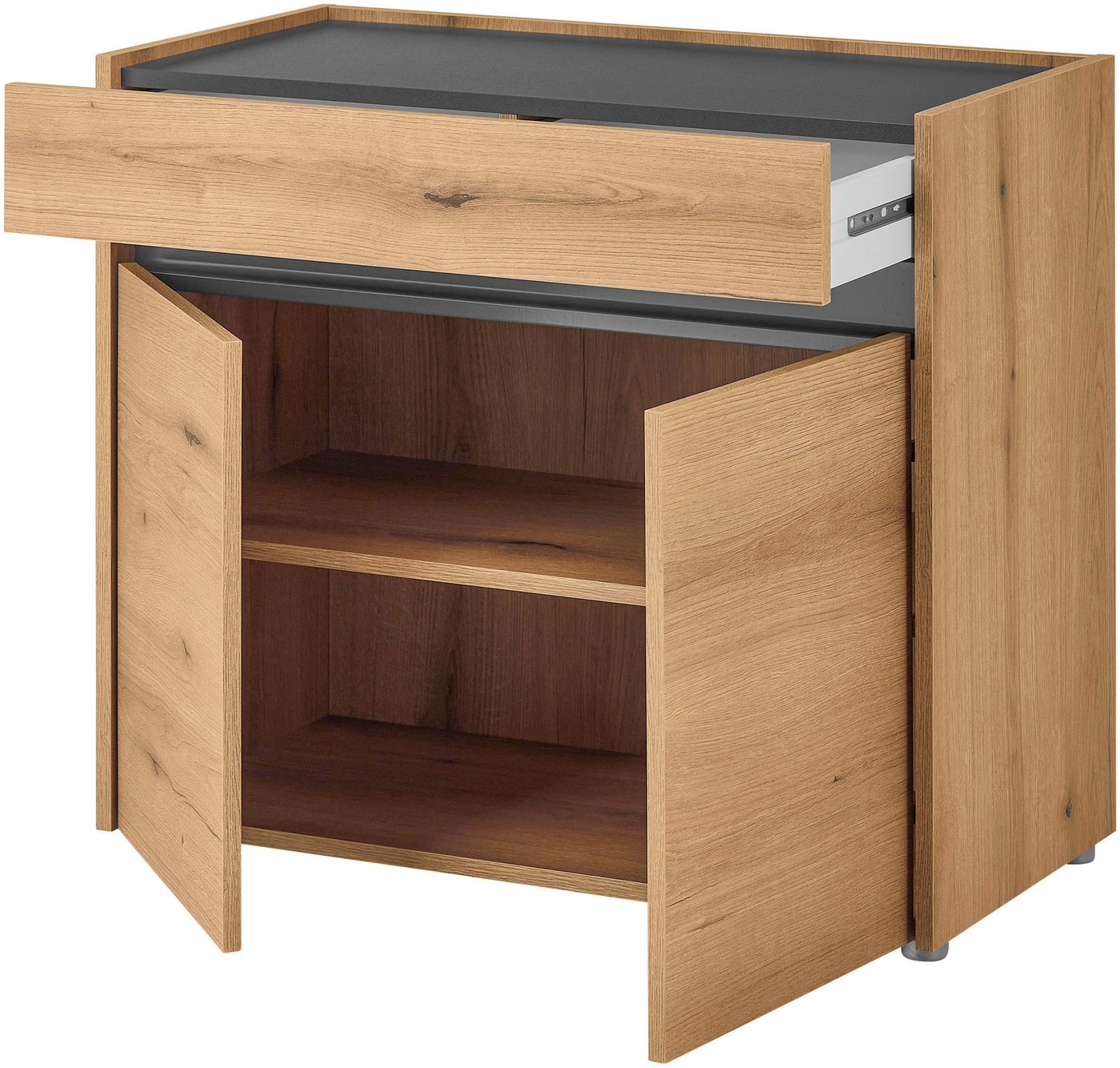 Home affaire Kommode GiRON/CiTY, Schrank in vier Farben, modernes Sideboard, Kommode, in zwei Farben erhältlich, 2 Türen, 1 Schubkasten, 80 cm breit – Bild 4 von 5