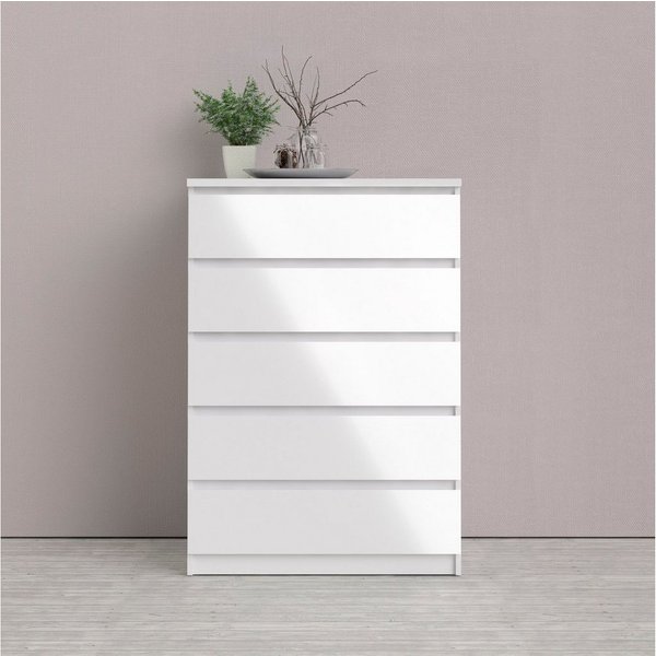 Home affaire Kommode Naia, Aufbewahrung, 5 Schubladen, Matt-Optik, grifflose Front, abgerundete Schubladenkanten auf Metallgleiter, Breite 77 cm