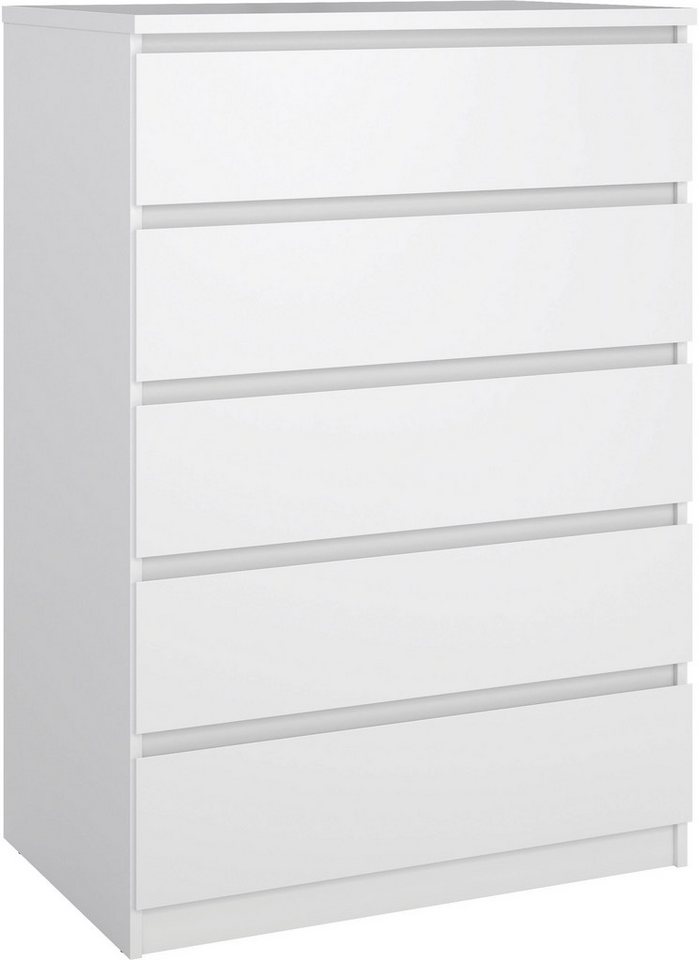 Home affaire Kommode Naia, Aufbewahrung, 5 Schubladen, Matt-Optik, grifflose Front, abgerundete Schubladenkanten auf Metallgleiter, Breite 77 cm – Bild 2 von 5