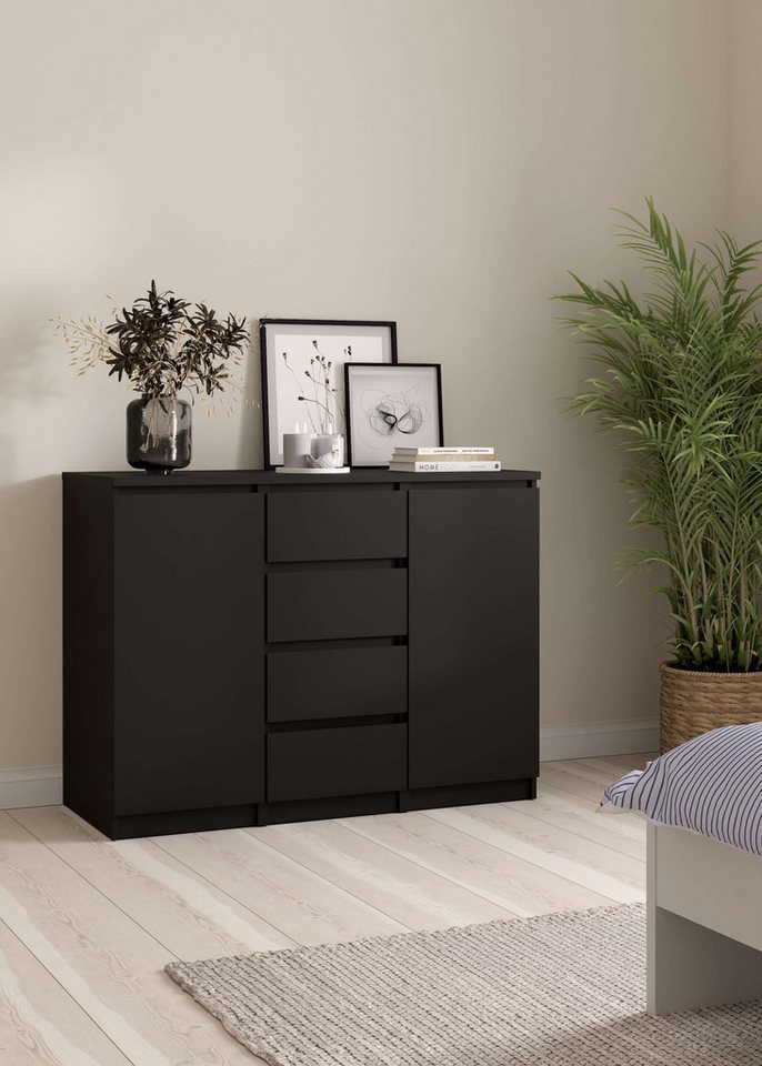 Home affaire Kommode Naia, Sideboard, 4 Schubladen, 2 Türen, Aufbewahrung, grifflose Front, Mit Einlegeböden, modern, skandinavisches Design, in mehrere Farben – Bild 3 von 5