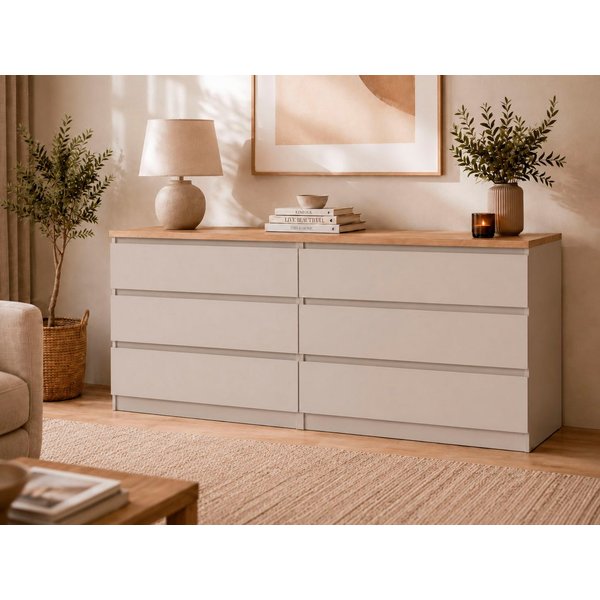 Home affaire Kommode Naia, 6 Schubladen im skandinavischen Design, Breite 158 cm, Viel Stauraum mit griffloser Front, in mehreren Farben