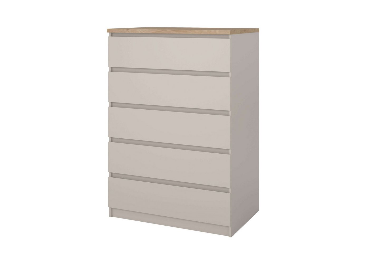 Home affaire Kommode Naia, Aufbewahrung, 5 Schubladen, Matt-Optik, grifflose Front, Modern, skandinavisches Design, in mehreren Farben, Hoch – Bild 3 von 5