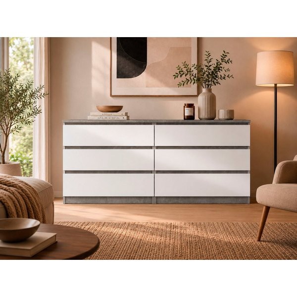 Home affaire Kommode Naia, 6 Schubladen im skandinavischen Design, Breite 158 cm, Viel Stauraum mit griffloser Front, in mehreren Farben