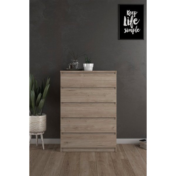 Home affaire Kommode Naia, Aufbewahrung, 5 Schubladen, Matt-Optik, grifflose Front, Modern, skandinavisches Design, in mehrere Farben, Hoch