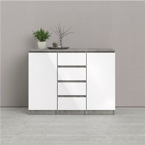 Home affaire Kommode Naia, Sideboard, 4 Schubladen, 2 Türen, Aufbewahrung, grifflose Front, Mit Einlegeböden, modern, skandinavisches Design, in mehrere Farben