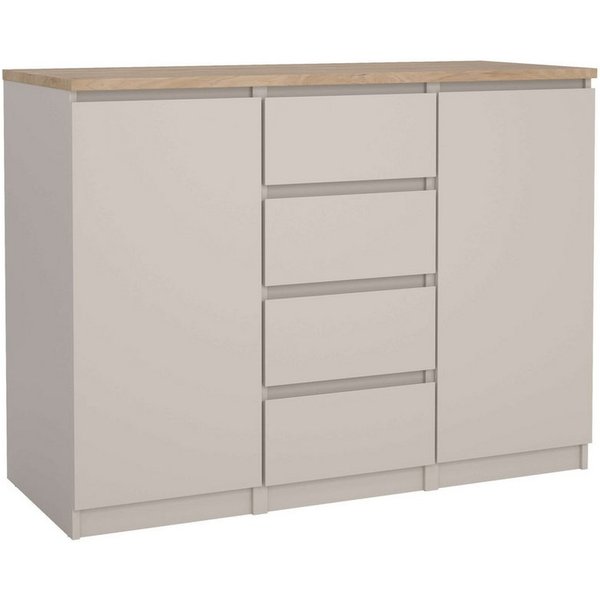 Home affaire Kommode Naia, Sideboard, 4 Schubladen, 2 Türen, Aufbewahrung, grifflose Front, Mit Einlegeböden, modern, skandinavisches Design, in mehrere Farben
