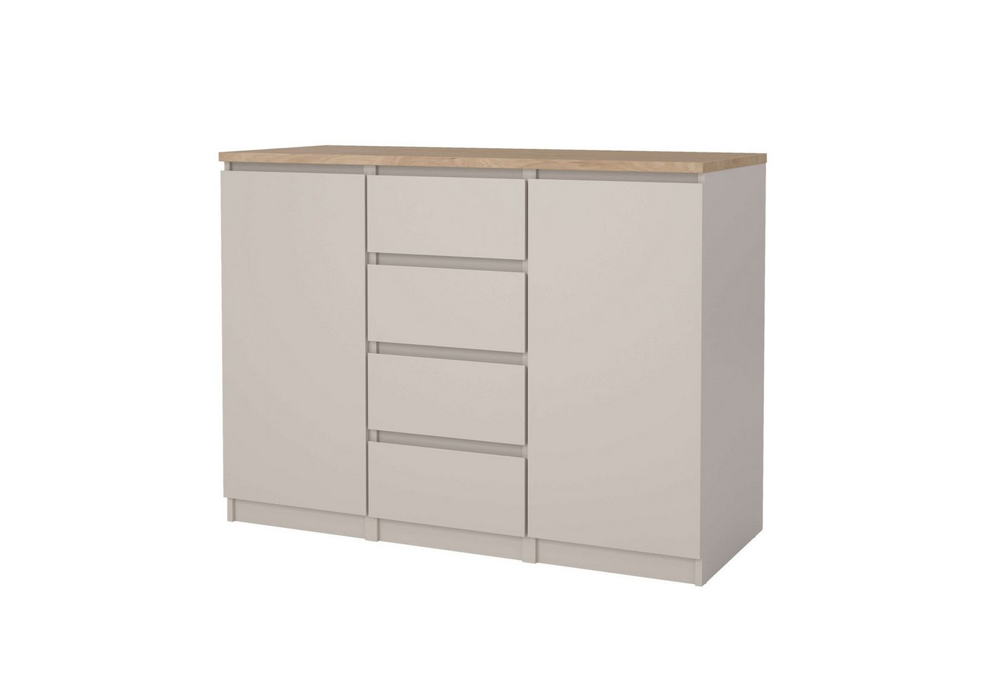 Home affaire Kommode Naia, Sideboard, 4 Schubladen, 2 Türen, Aufbewahrung, grifflose Front, Mit Einlegeböden, modern, skandinavisches Design, in mehrere Farben – Bild 2 von 5