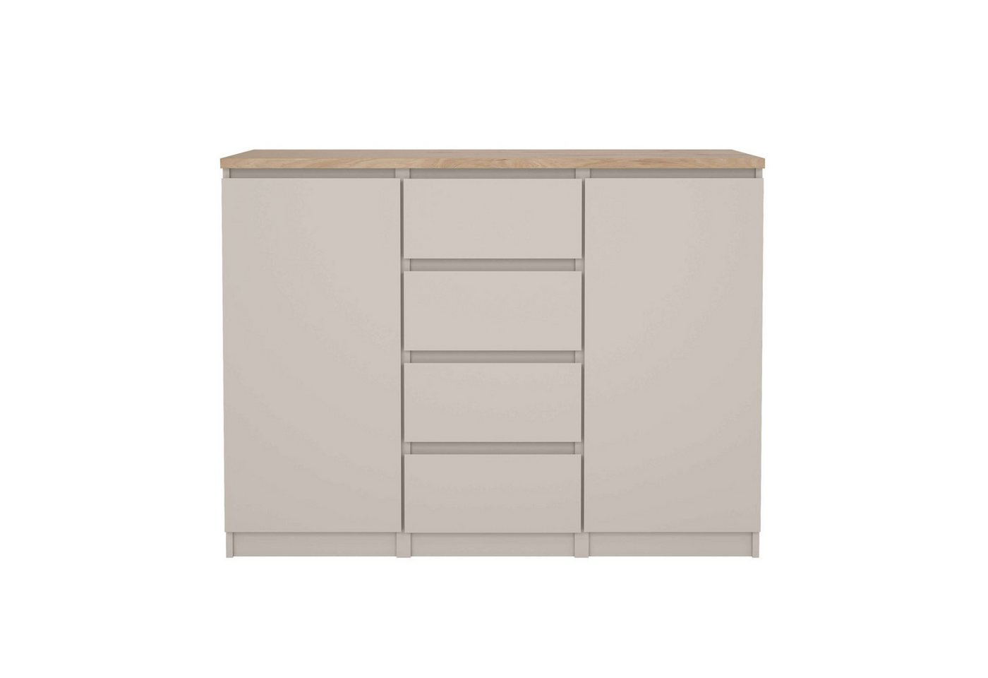 Home affaire Kommode Naia, Sideboard, 4 Schubladen, 2 Türen, Aufbewahrung, grifflose Front, Mit Einlegeböden, modern, skandinavisches Design, in mehrere Farben – Bild 4 von 5