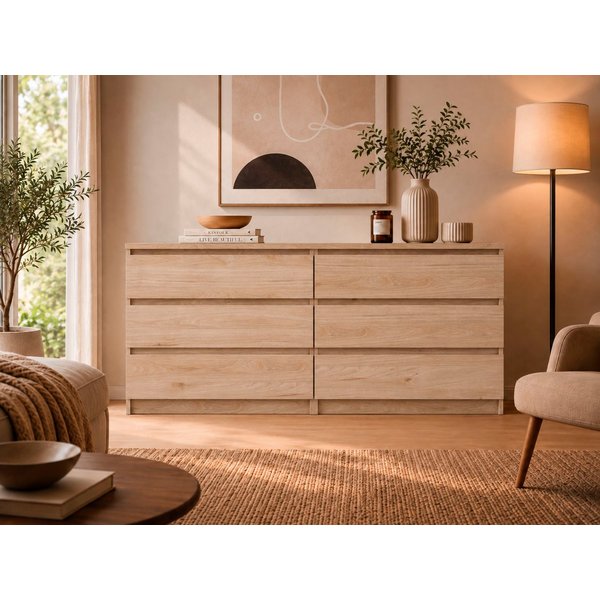 Home affaire Kommode Naia, 6 Schubladen im skandinavischen Design, Breite 158 cm, Viel Stauraum mit griffloser Front, in mehreren Farben
