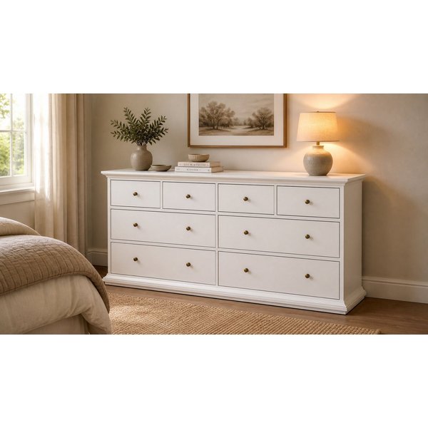 Home affaire Kommode Paris, Aufbewahrung, Schubladenschrank, Stauraum, mit 8 Schubladen, Landhausstil, Elegant, geräumig, Breite 184 cm, Höhe 87 cm