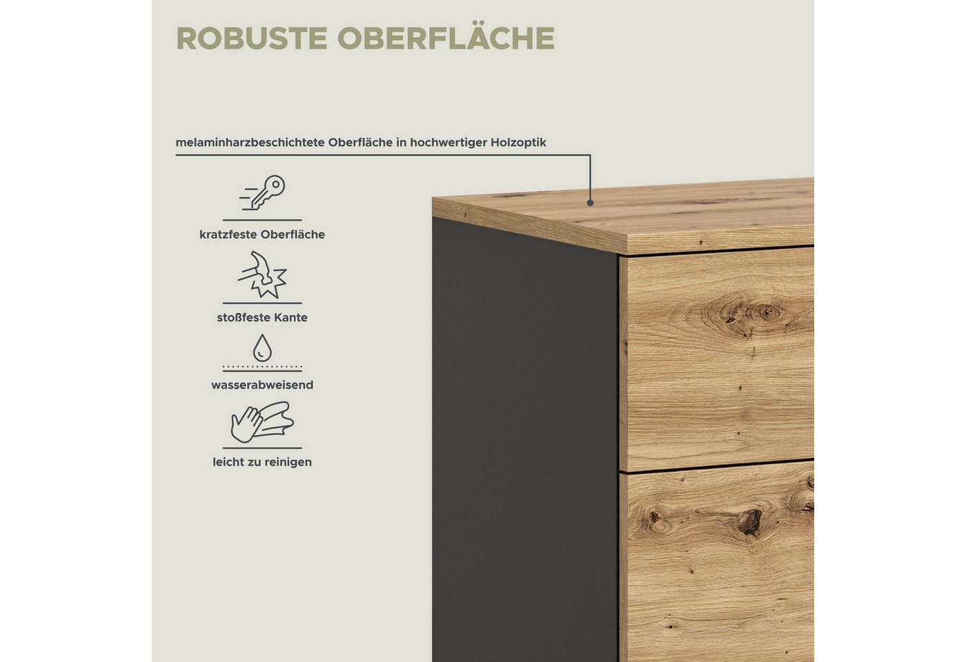 Home affaire Kommode REHAT, TOPSELLER! (in verschiedenen Ausführungen erhältlich), Sideboard, Anrichte, Schrank, Board, Highboard – Bild 5 von 5