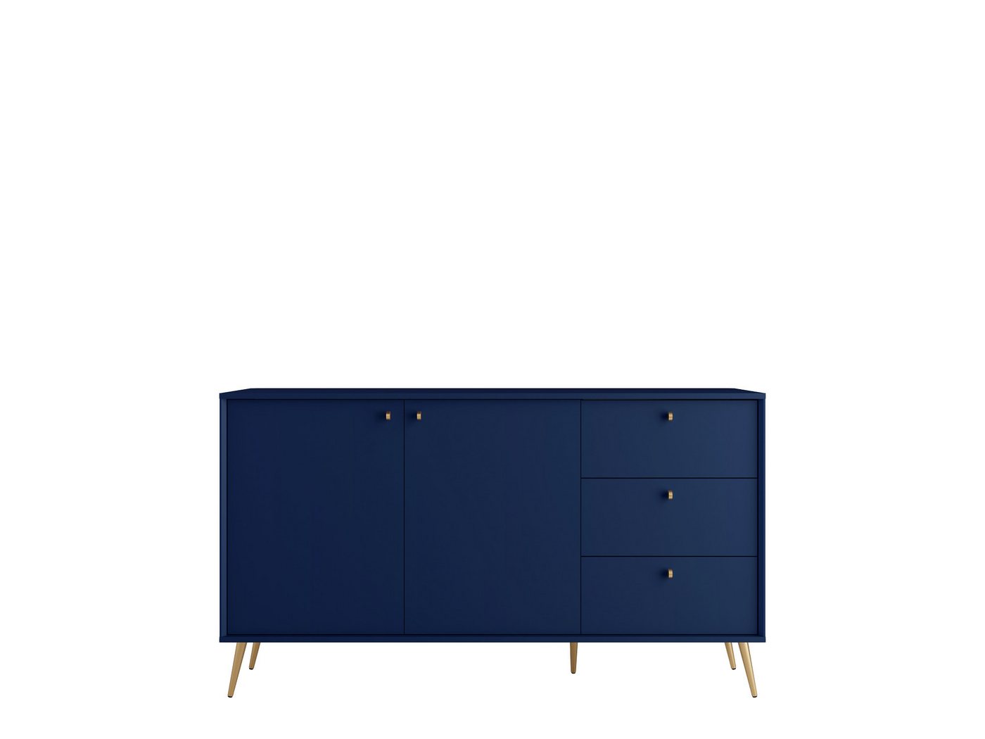 Home affaire Kommode ROMILDA Sideboard mit 3 Schubladen und 2 Türen, B/T/H: 156/40,5/89 cm, Kommode mit goldenen Griffen auf goldenen Füßen, viel Stauraum – Bild 5 von 5