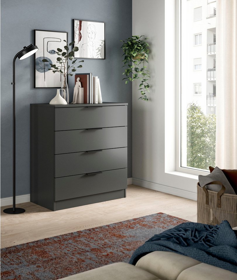 Home affaire Kommode SKARDE, Breite 74 cm, 4 Schubkästen, viel Stauraum (in verschiedenen Farben und Breiten erhältlich, individuell einsetzbar), Sideboard, Anr – Bild 2 von 5