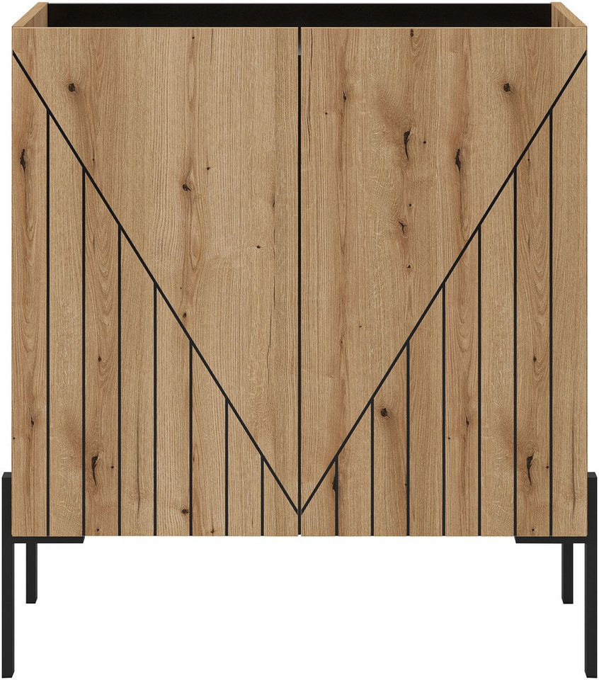 Home affaire Kommode SNETT, Höhe: 91cm, mit Metall-Stabfüßen, 2 Türen, 2 Einlegeböden, Anrichte, Sideboard, Schrank, Board, Highboard – Bild 3 von 5