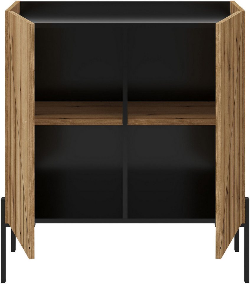 Home affaire Kommode SNETT, Höhe: 91cm, mit Metall-Stabfüßen, 2 Türen, 2 Einlegeböden, Anrichte, Sideboard, Schrank, Board, Highboard – Bild 4 von 5