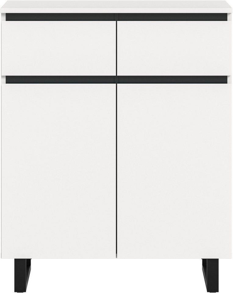 Home affaire Kommode TOMA, Höhe: 99cm, mit Metall-Kufen-Fuß, 2 Türen, 2 Schubkästen, Anrichte, Sideboard, Schrank, Board, Highboard – Bild 3 von 5