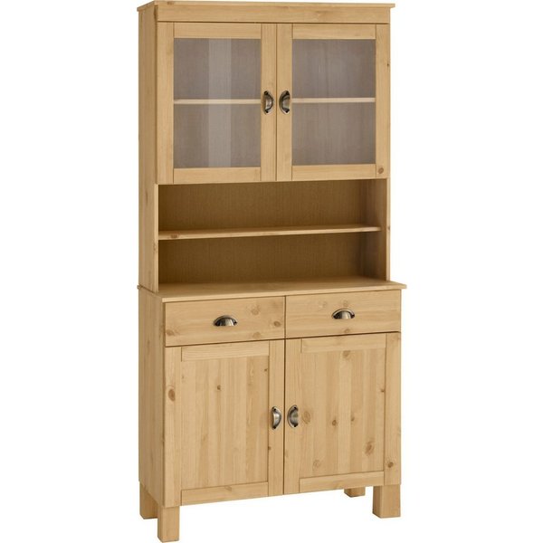 Home affaire Küchenbuffet Oslo 85 cm breit, aus massiver Kiefer, mit 2 Glastüren, Metallgriffe